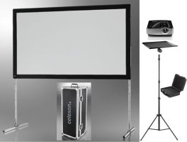 Teisaldatav esitlustehnika komplekt 2 - suur 4x2,3m ekraan + 5000 lum full HD projektor