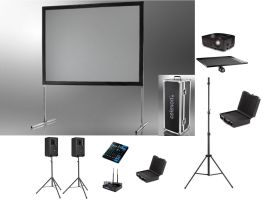 esitlustehnika - projektor ja ekraan + helitehnika - seadmete rent