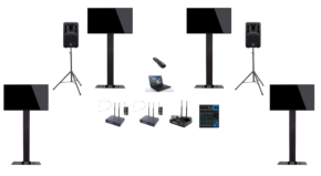 LCD ekraanidega esitluslahendus valgusküllasesse keskkonda (suurema publiku lahendus) + helitehnika